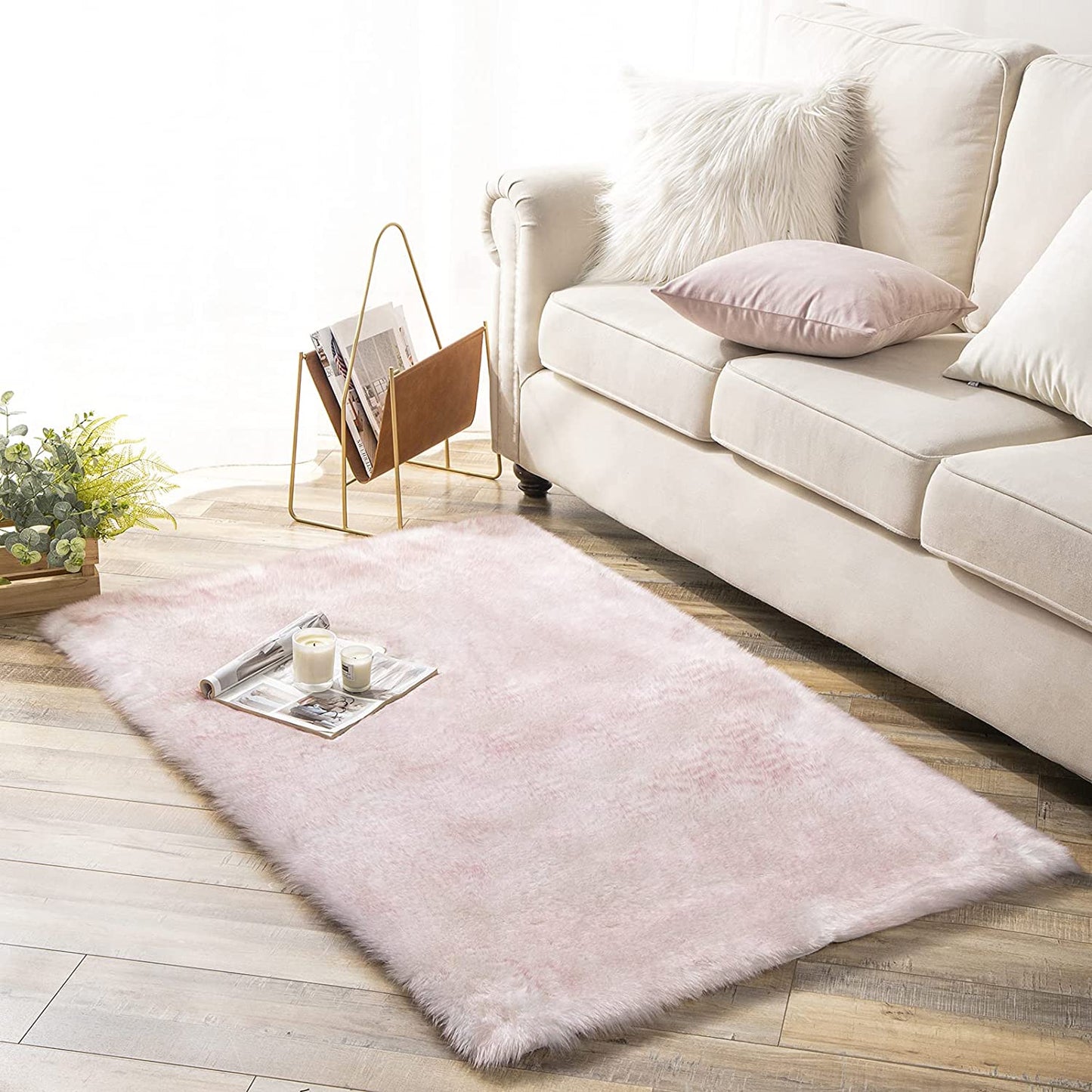 Ultra Soft Faux Rabbit Fur Rug, 2 x 3 Feet