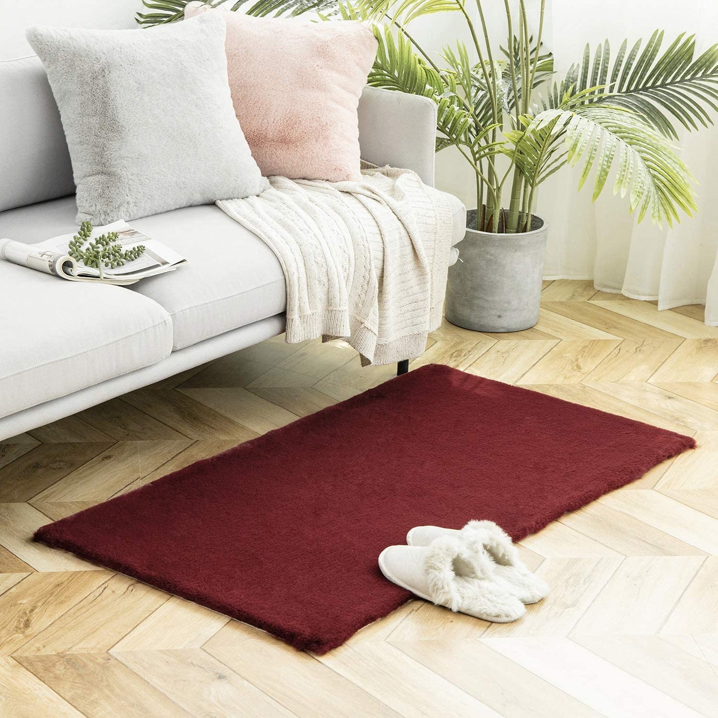 Ultra Soft Faux Rabbit Fur Rug, 2 x 3 Feet