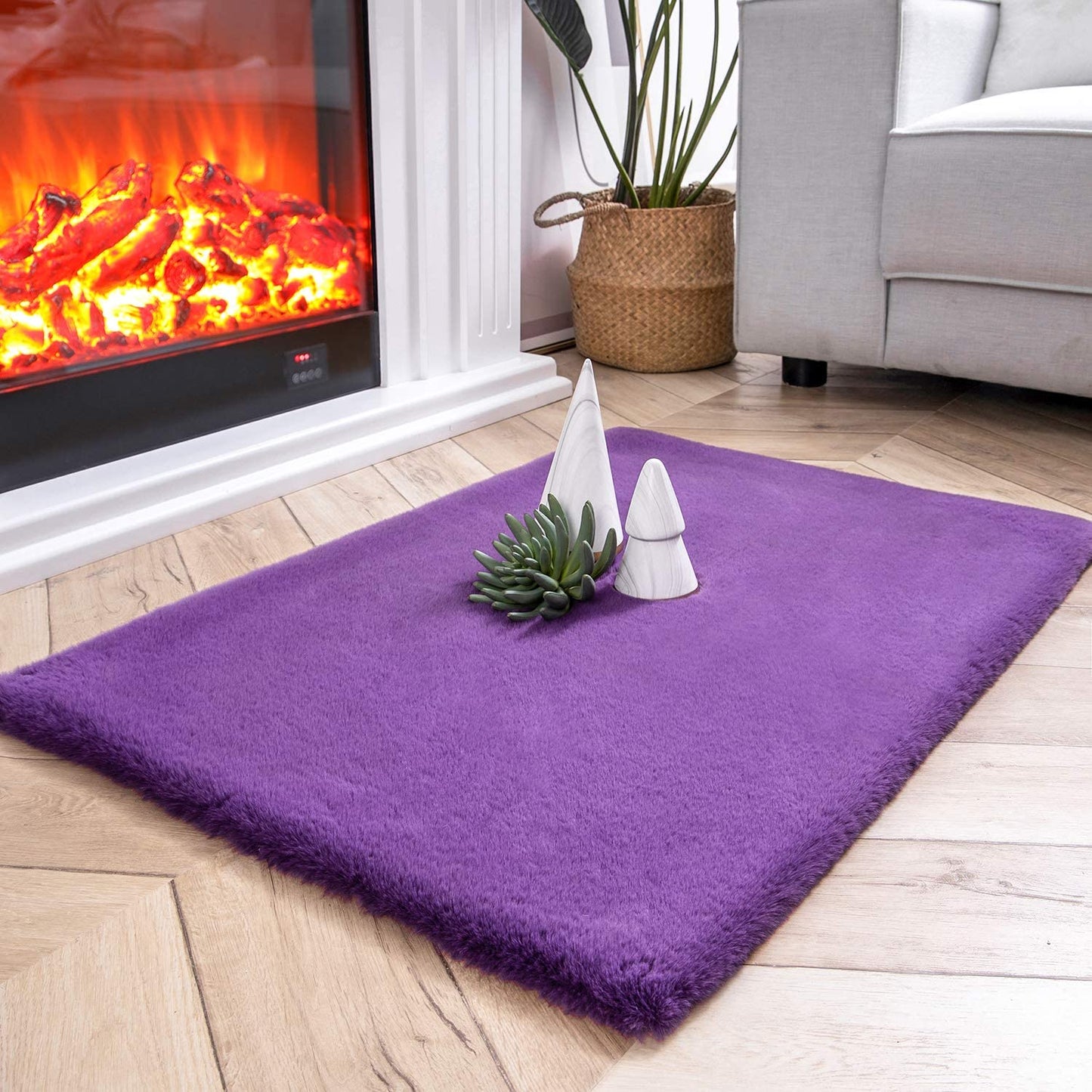 Ultra Soft Faux Rabbit Fur Rug, 2 x 3 Feet