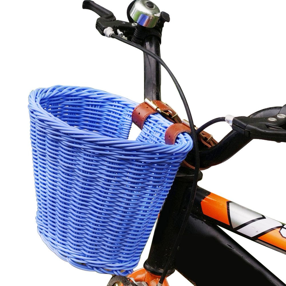 Solid Color Rattan Bicycle Baskets, Firm Artificial Woven Bicycle Bag, Balance Car Scooter Basket Cycling Accessories