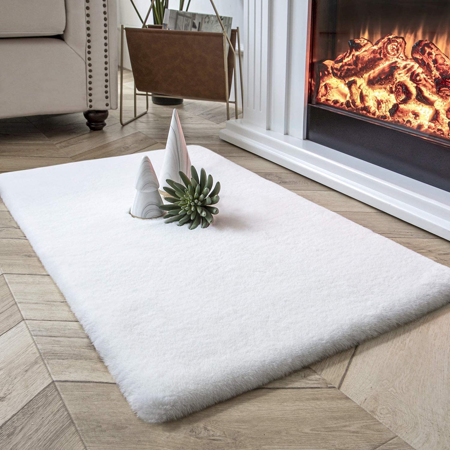Ultra Soft Faux Rabbit Fur Rug, 2 x 3 Feet