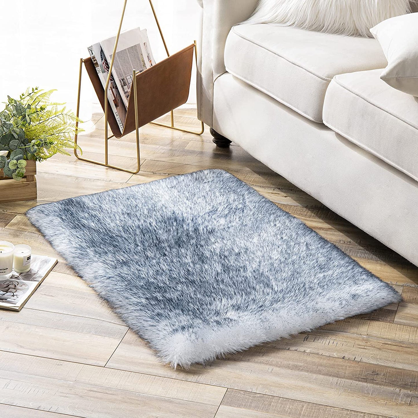 Ultra Soft Faux Rabbit Fur Rug, 2 x 3 Feet