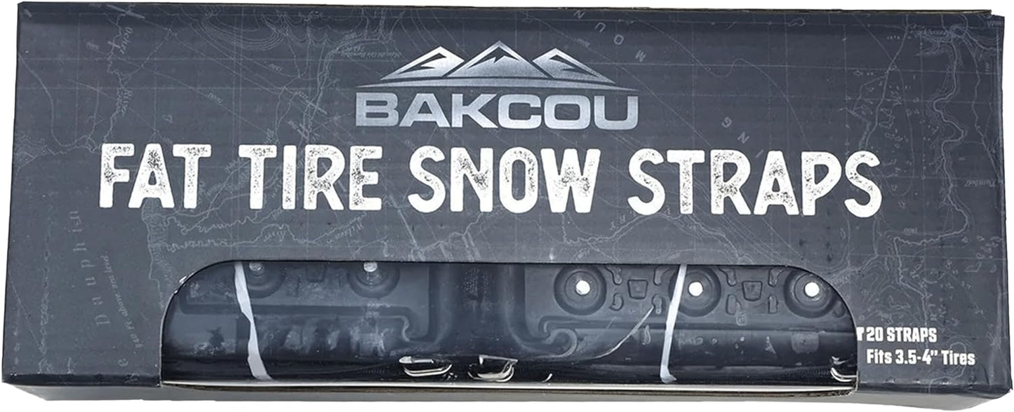 Bakcou | Fat Tire Snow Straps - Set of 20 Studded Straps for 3.5-4 Inch Fat Tires | Enhanced Traction in Winter Terrain | Ideal for Icy and Snow Packed Conditions - 18 Straps per Tire