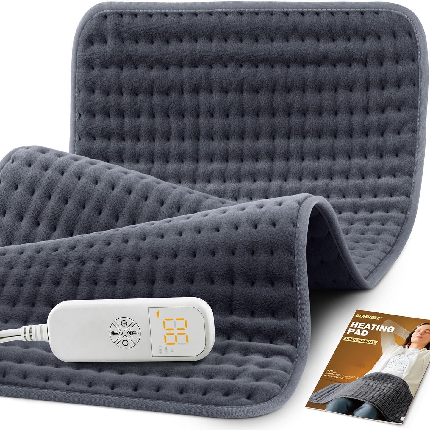 Extra Large Microplush Heating Pad for Back Neck Shoulder Pain Cramps Relief - Gifts for Women Men Mom Dad, Mothers Day Fathers Day Christmas Birthday Gifts - 6 Heat Settings, Auto-Off - 17"x33"