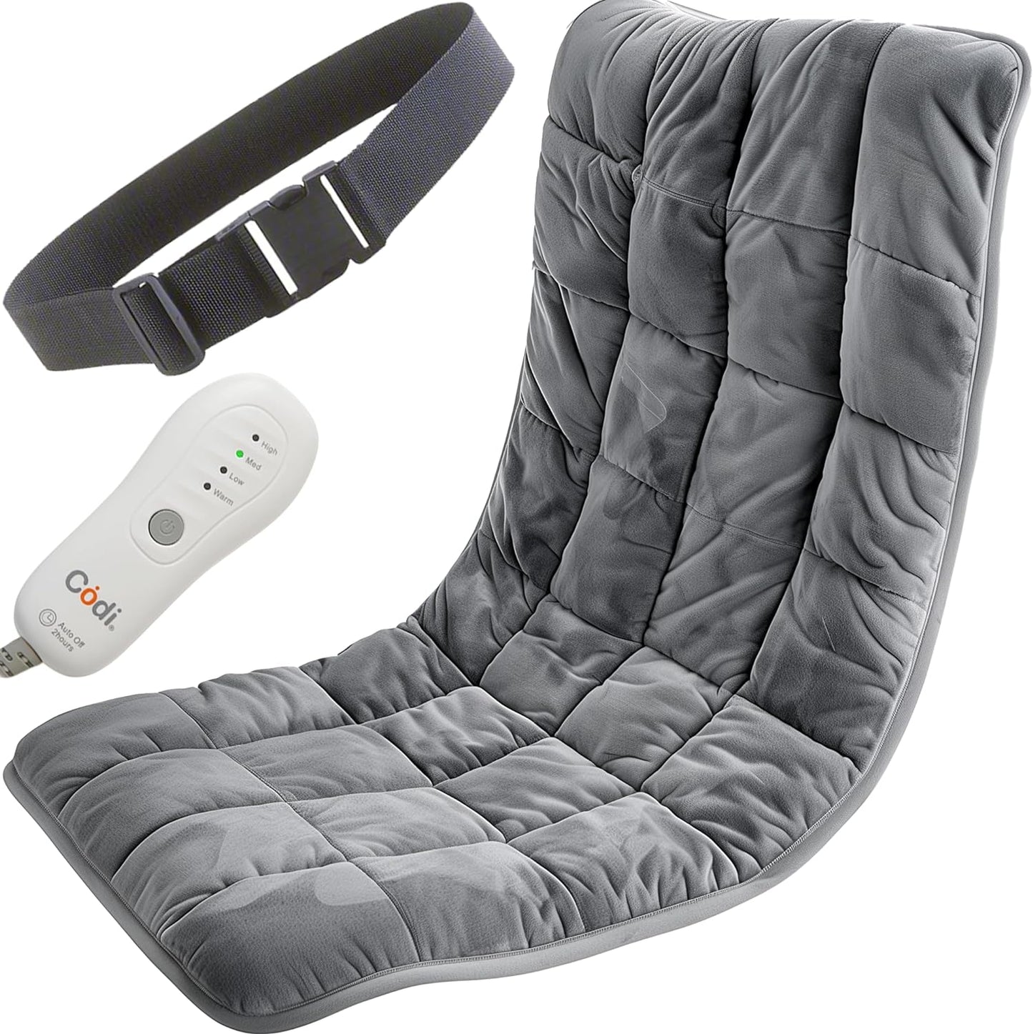 Codi Electric Weighted Heating Pad with Straps, Calming Pain Relief for Period Cramps, Neck & Shoulder, 2 Lb Weight, 4 Heat Setting, 2H Auto Shut Off, 12 X 24