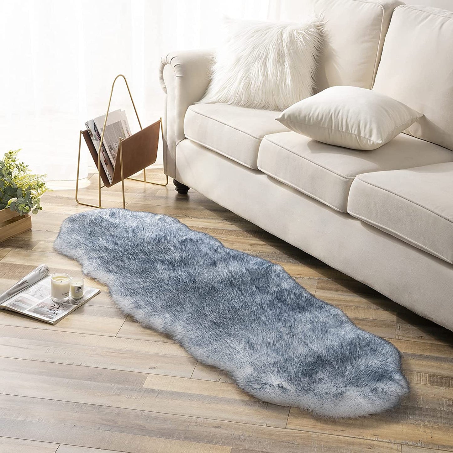 Ultra Soft Faux Rabbit Fur Rug, 2 x 3 Feet
