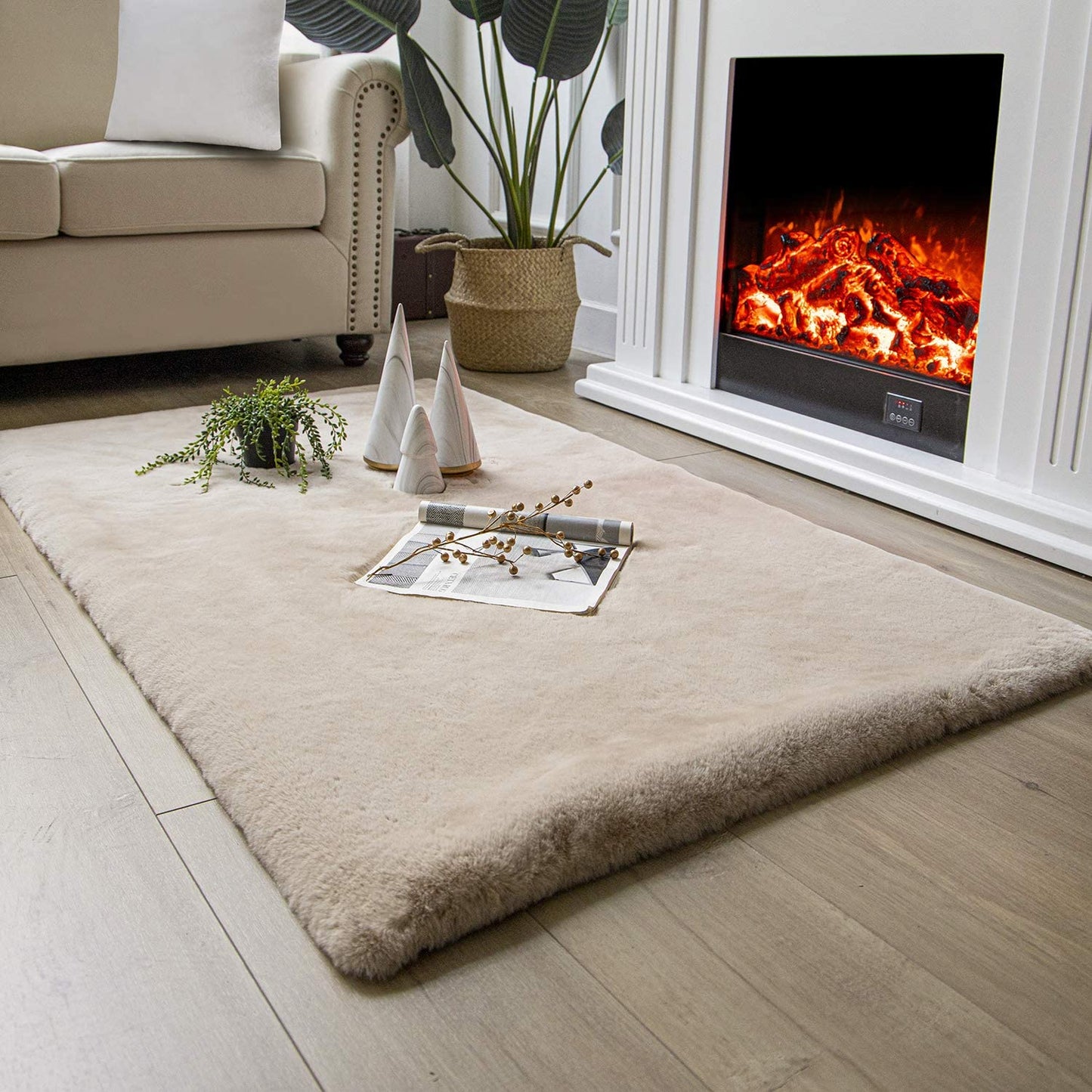 Ultra Soft Faux Rabbit Fur Rug, 2 x 3 Feet