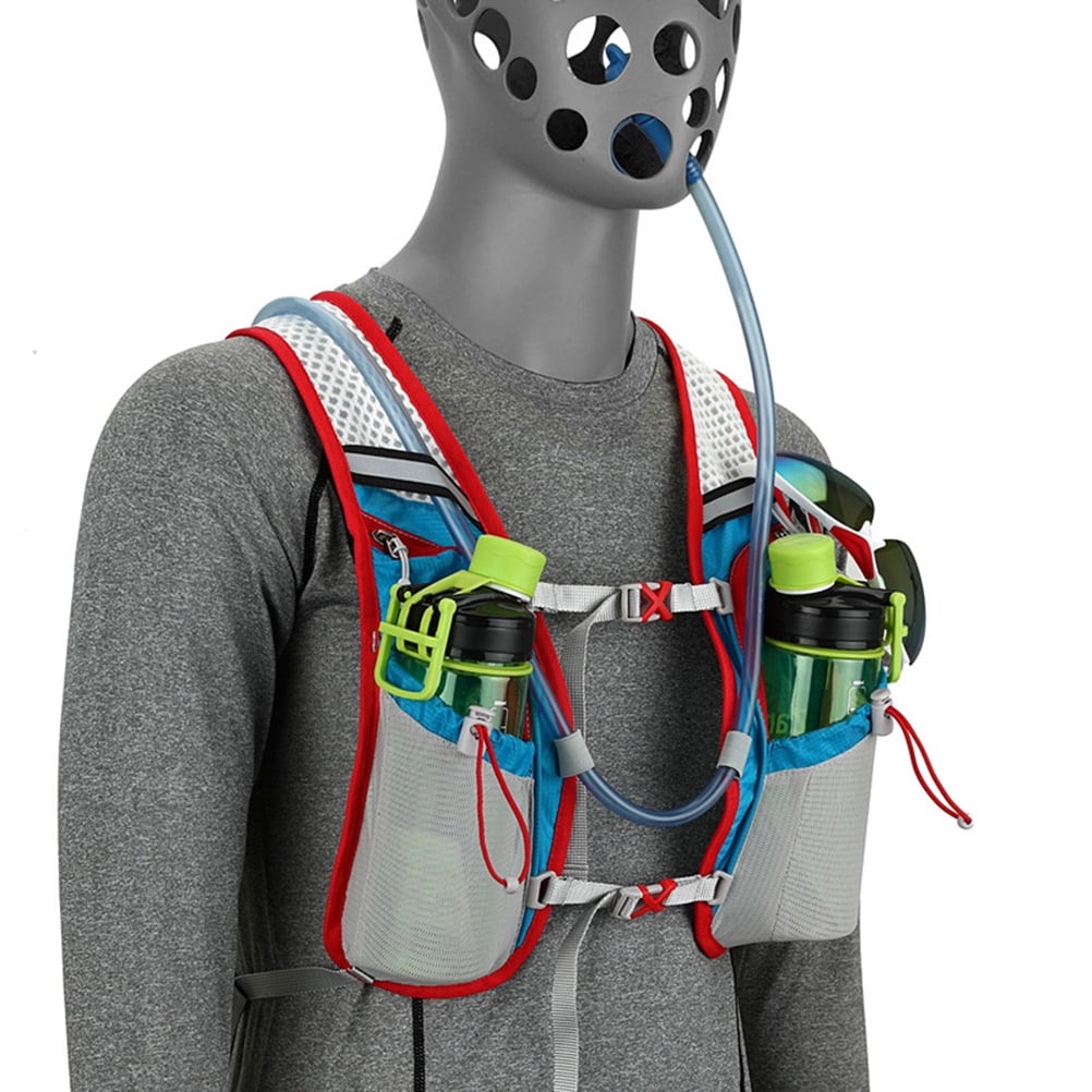 Backpack Professional 12L Outdoors Hydration Vest for Marathoner Running Race Cycling (Blue body and Red line)