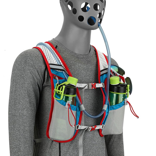 Backpack Professional 12L Outdoors Hydration Vest for Marathoner Running Race Cycling (Blue body and Red line)