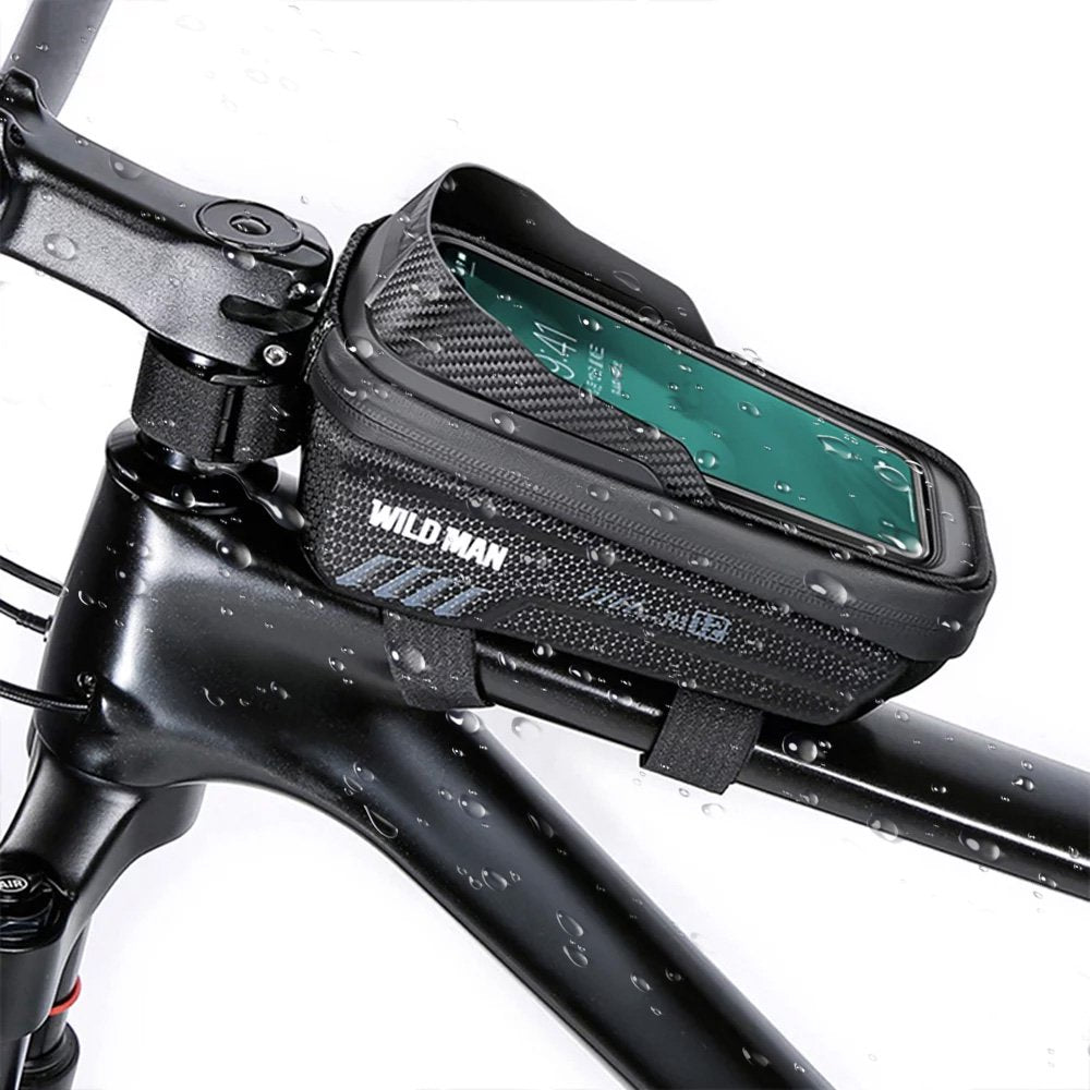 Bike Phone Bag Waterproof Top Tube Bag Bicycle Touchscreen Phone Mount Bag Cycling Frame Bag Fits Cellphones below 6.8''