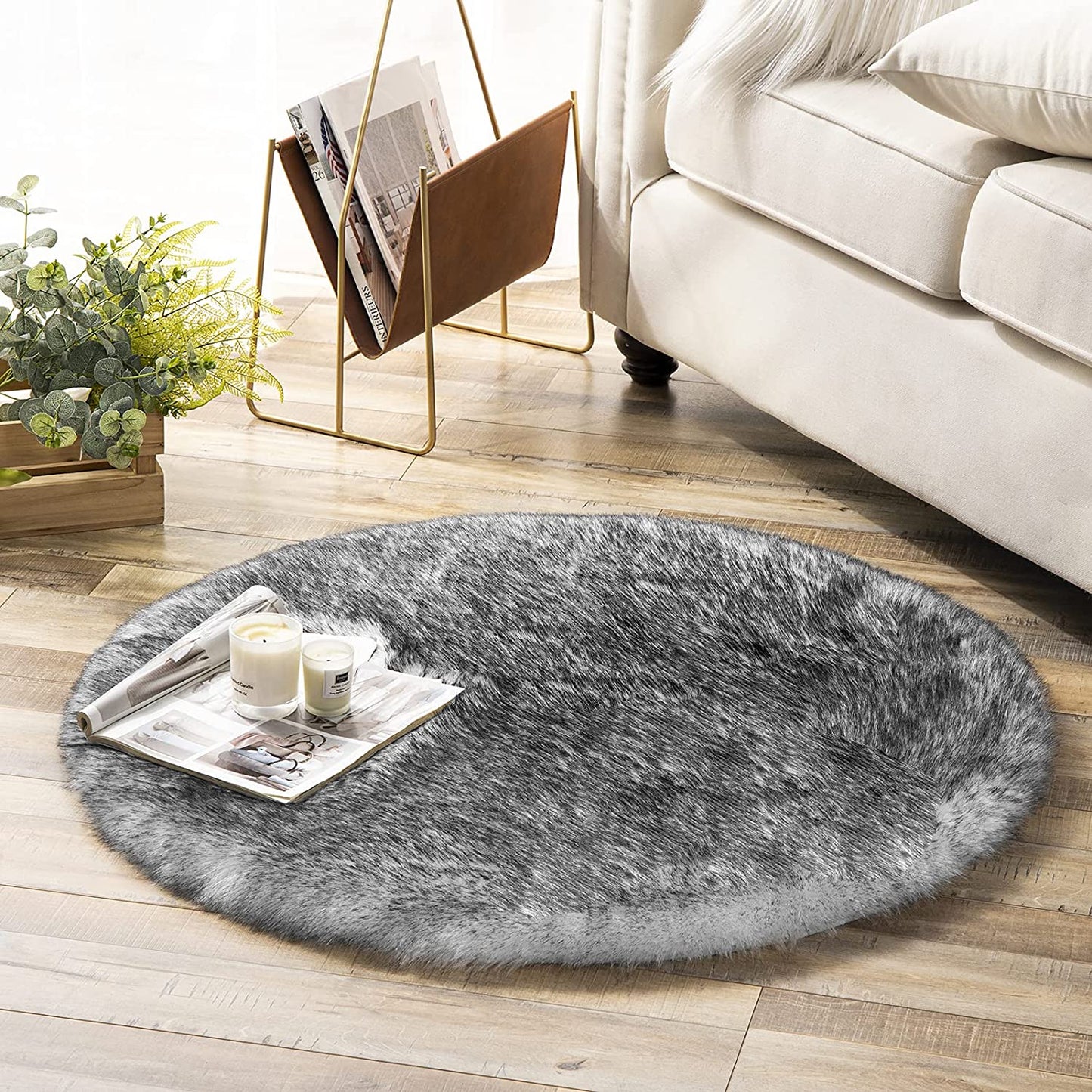 Ultra Soft Faux Rabbit Fur Rug, 2 x 3 Feet