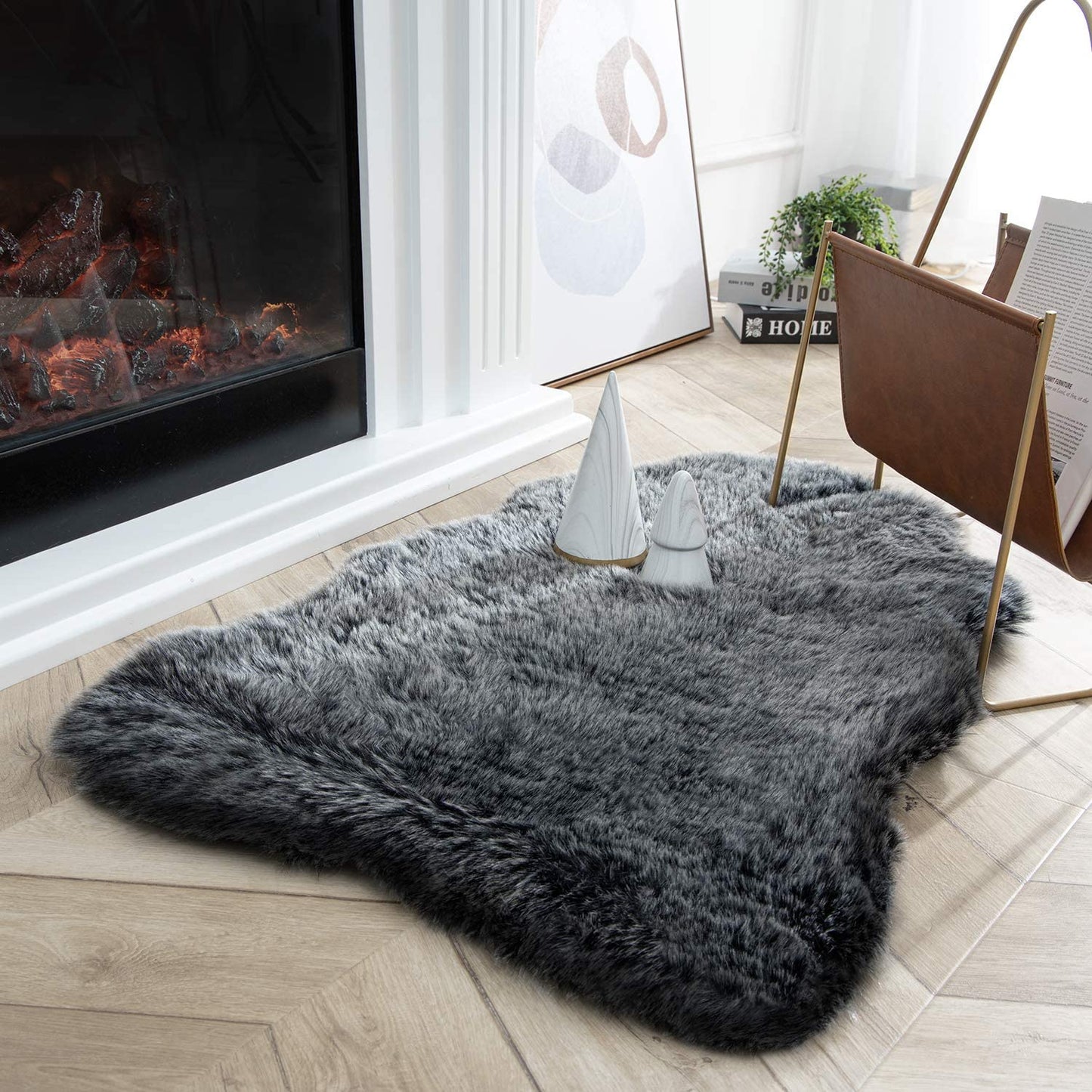 Ultra Soft Faux Rabbit Fur Rug, 2 x 3 Feet