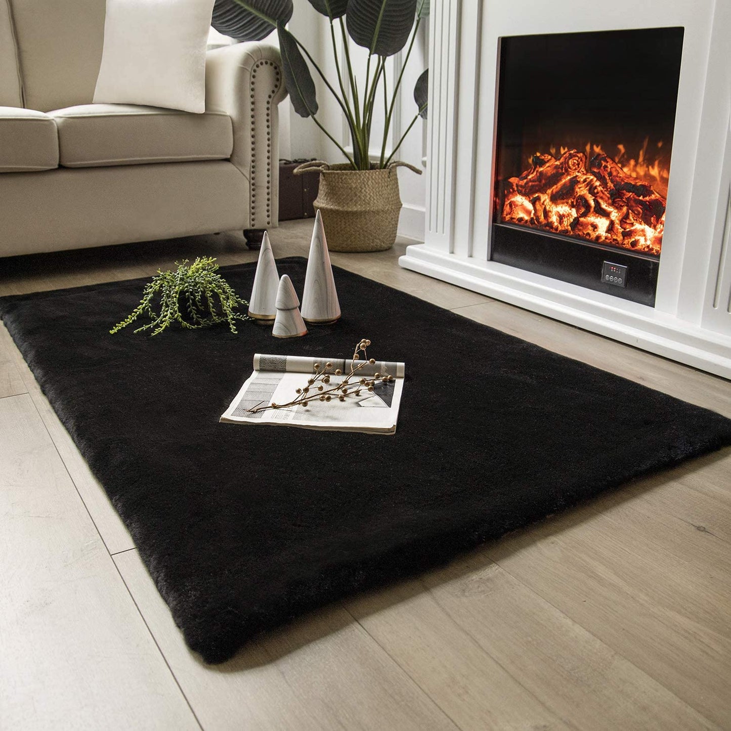 Ultra Soft Faux Rabbit Fur Rug, 2 x 3 Feet