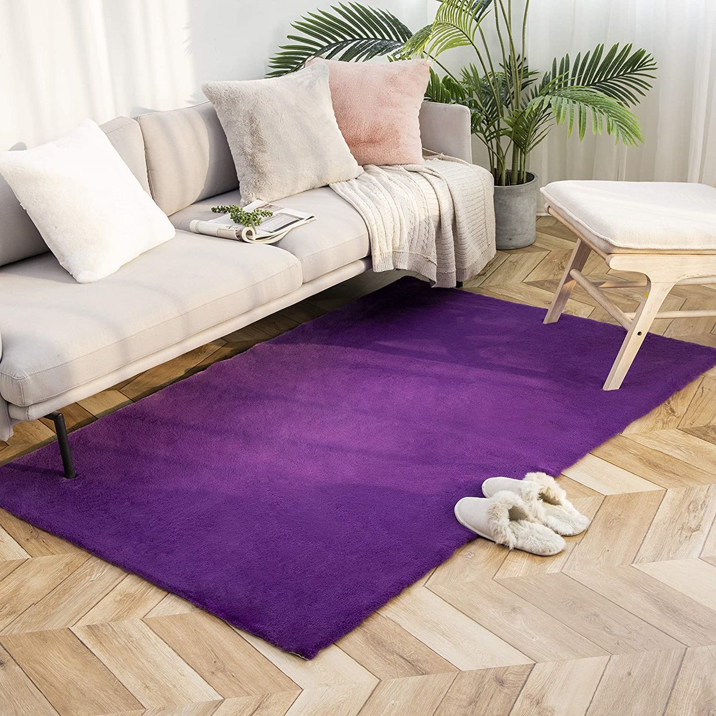 Ultra Soft Faux Rabbit Fur Rug, 2 x 3 Feet