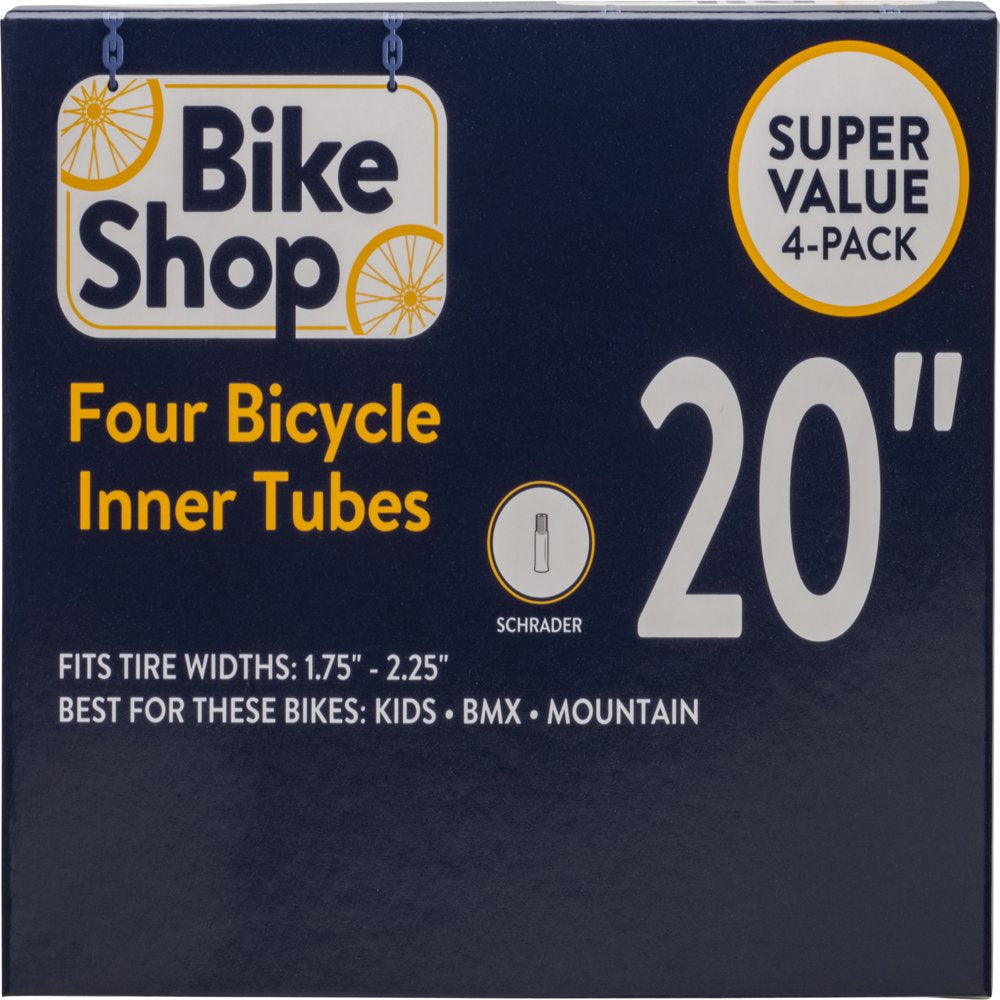 Bike Shop Bicycle Inner Tube, Schrader Valve, 20" X 1.75-2.25", Value Pack