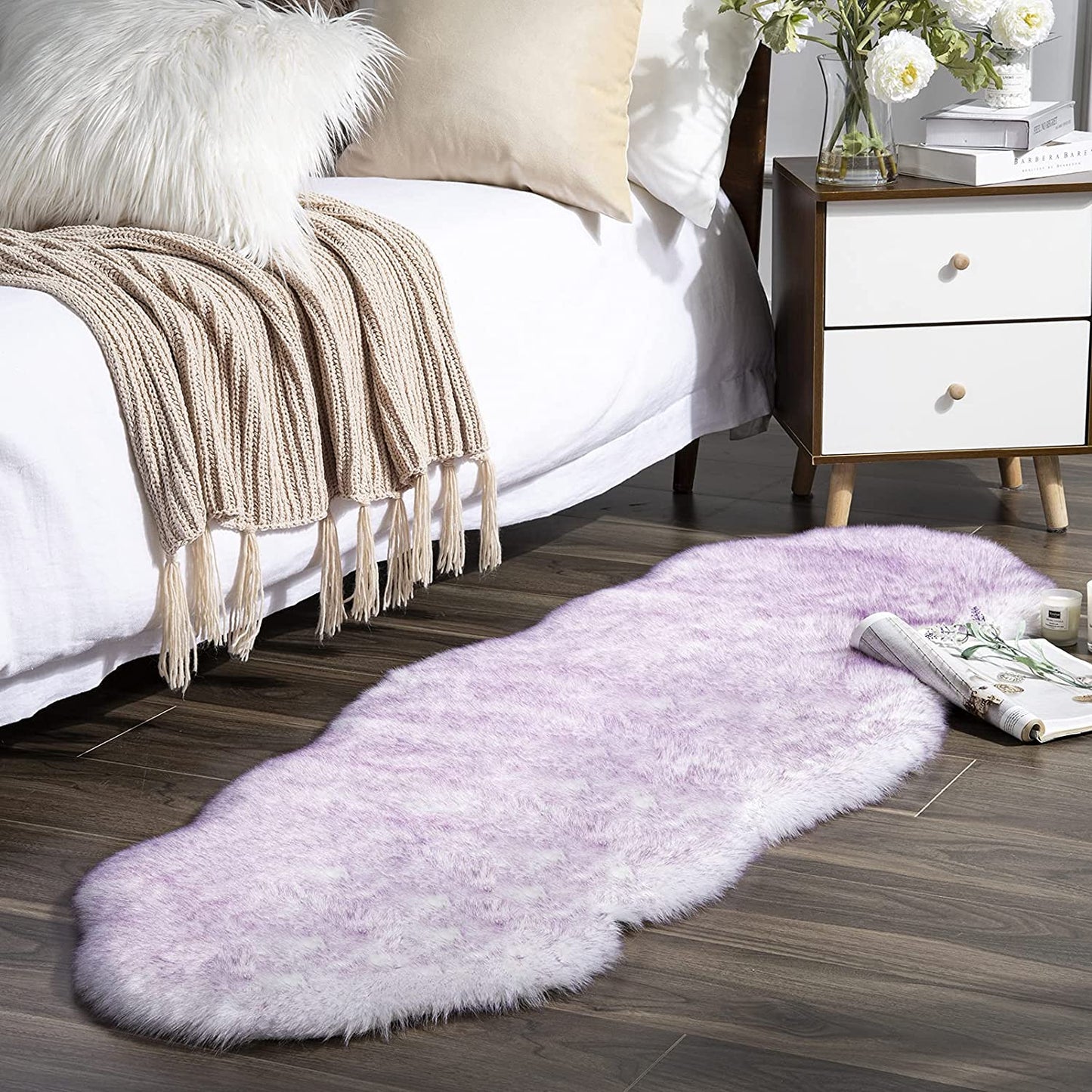 Ultra Soft Faux Rabbit Fur Rug, 2 x 3 Feet