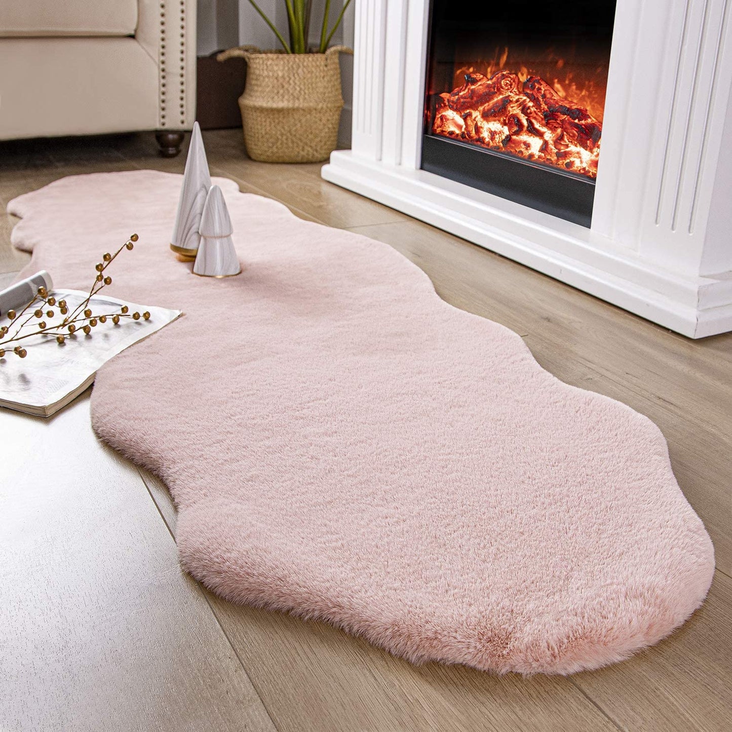 Ultra Soft Faux Rabbit Fur Rug, 2 x 3 Feet