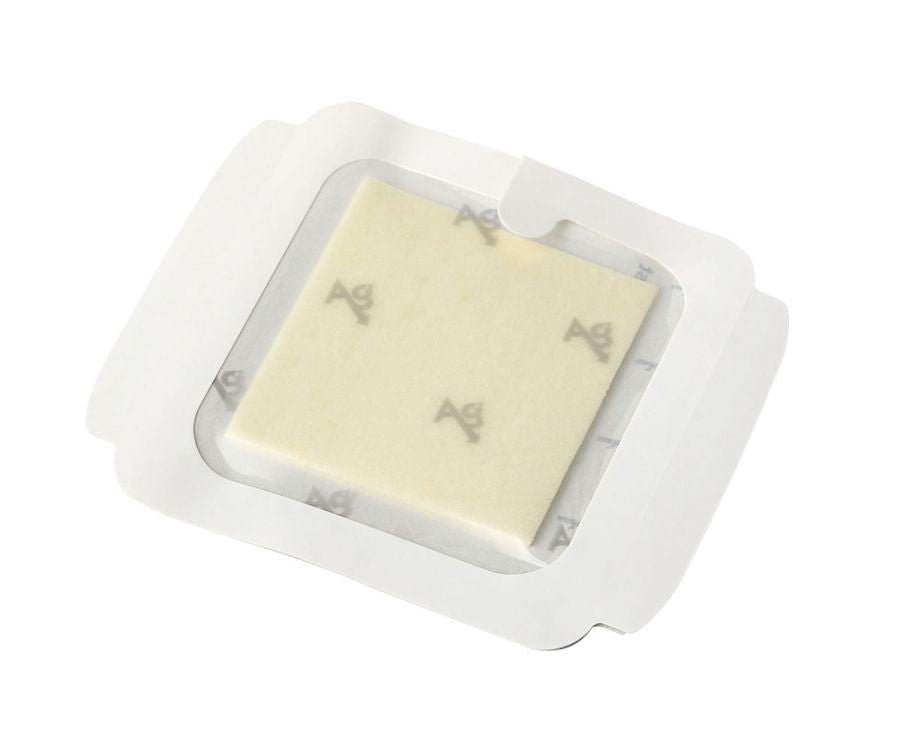 Medline Optifoam Antimicrobial Adhesive Dressings 4" x 4", Box of 10