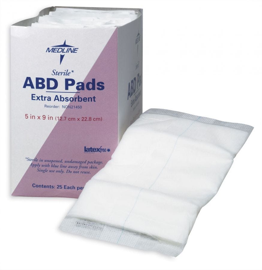 Medline Sterile Abdominal Pads: 5" x 9", 400 Count