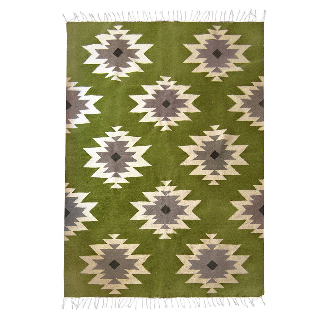 Green Medallions Wool Runner / Rug