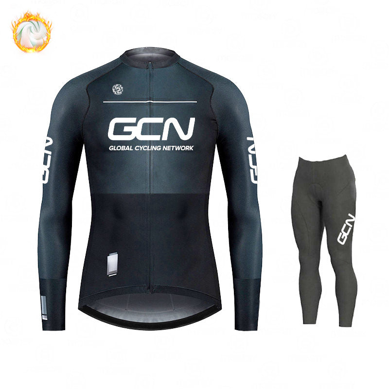 GCN Fleece Long Sleeve Cycling Jersey Cycling Jersey Running Winter New Series - Blue Force Sports