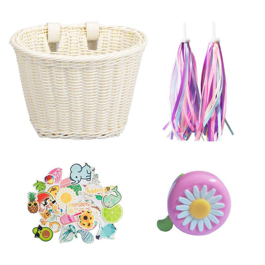 Fovolat Bike Baskets Front Bike Basket Front Girls Bicycle Basket Waterproof Children'S Bicycle Basket Suitable for Most Children'S Bicycles and Kids Tricycles Handlebar Basket Regular