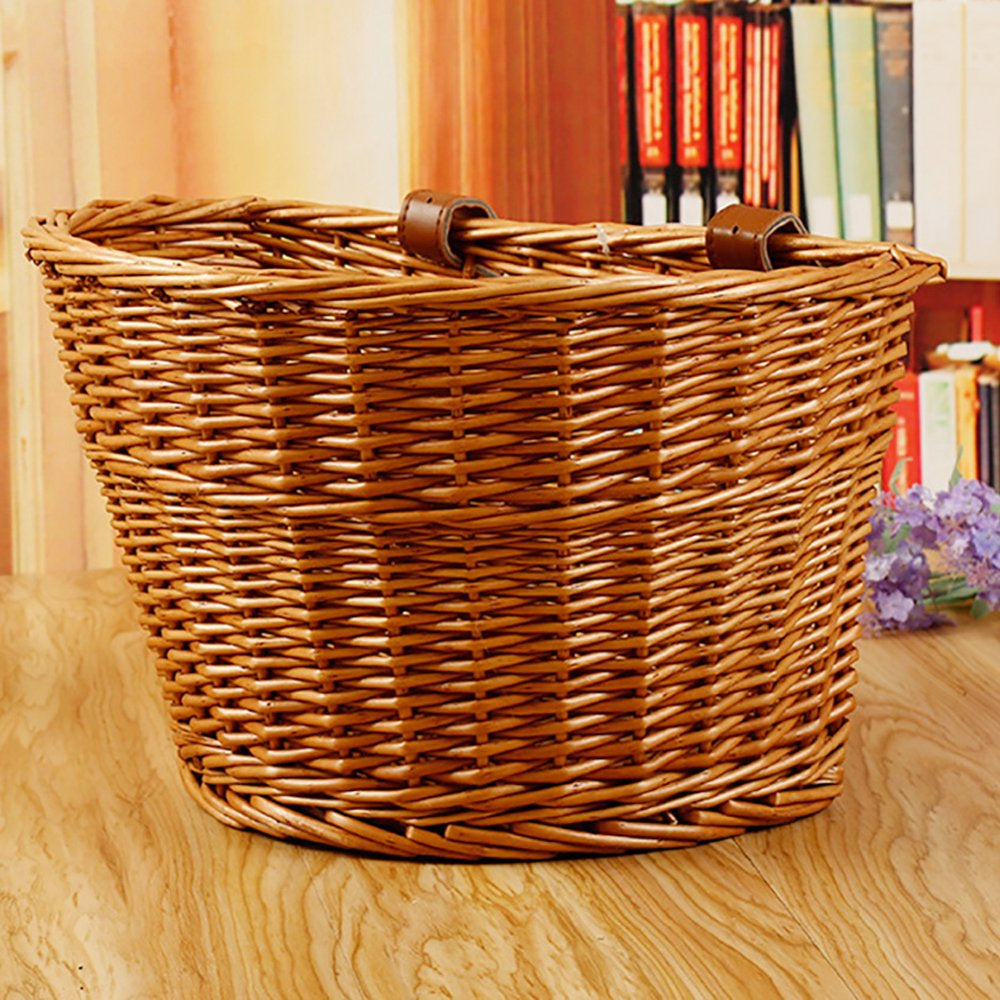 D-GROEE Handlebar Bike Basket,Wicker Hand Woven Front Handlebar Bike Basket, Bicycle Accessory