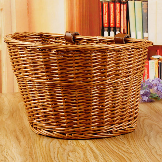 D-GROEE Handlebar Bike Basket,Wicker Hand Woven Front Handlebar Bike Basket, Bicycle Accessory