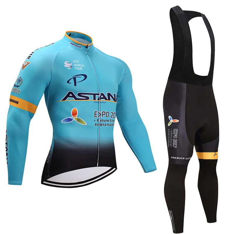 Cycling wear long-sleeved suit thin section plus velvet - Blue Force Sports