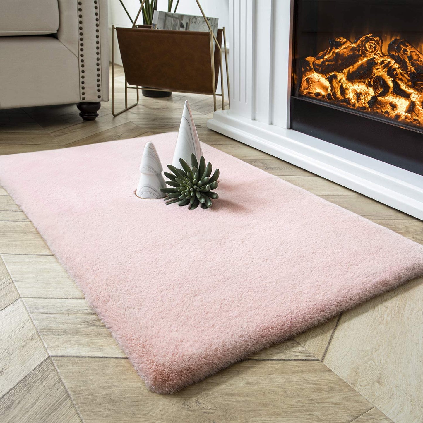 Ultra Soft Faux Rabbit Fur Rug, 2 x 3 Feet