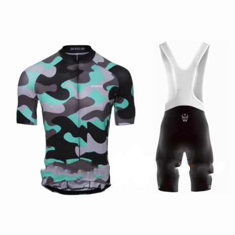 Men's Short-sleeved Cycling Jersey Suspenders Suit - Blue Force Sports