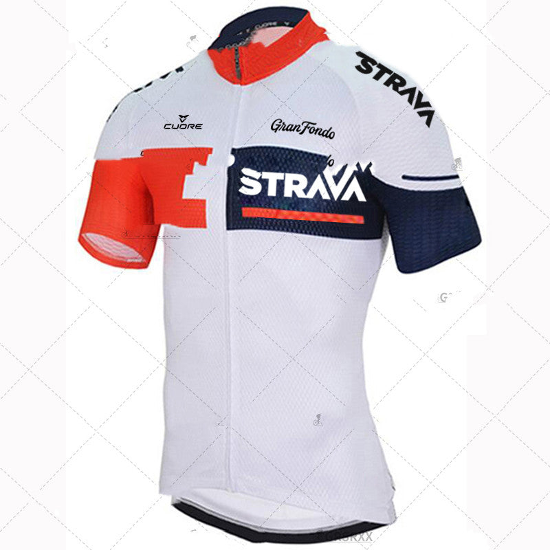 Cross-border Team Version Summer Cycling Jersey Men's Stretch High Neck Short-sleeved Shirt NW Outdoor Road Cycling Jersey - Blue Force Sports