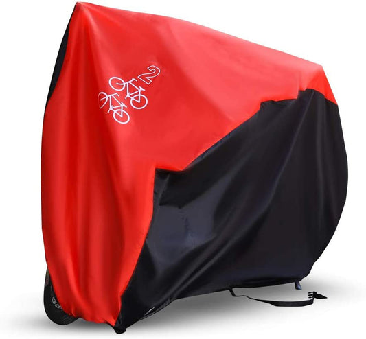 NEVERLAND 2 Bike Cover Waterproof Bicycle Cover for Outdoor Storage Protect from Rain Sun UV Dust Wind Red&Black Color （Medium Size）