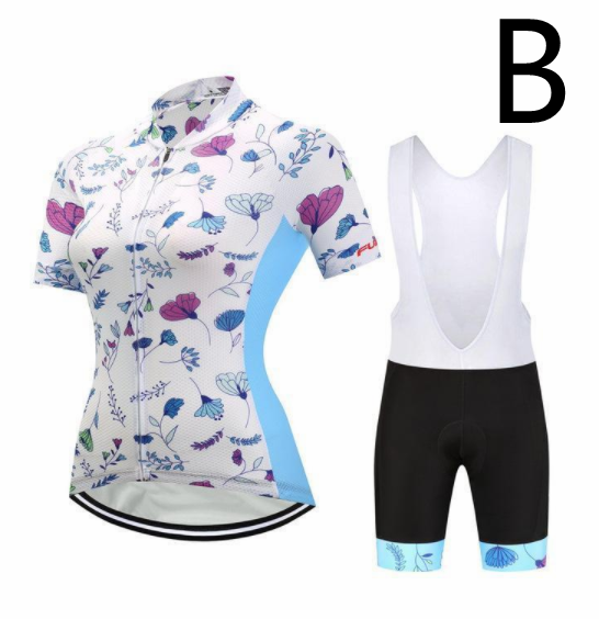 Short-Sleeved Bib Cycling Clothes Suit Bicycle Moisture Wicking Outdoor Clothes - Blue Force Sports