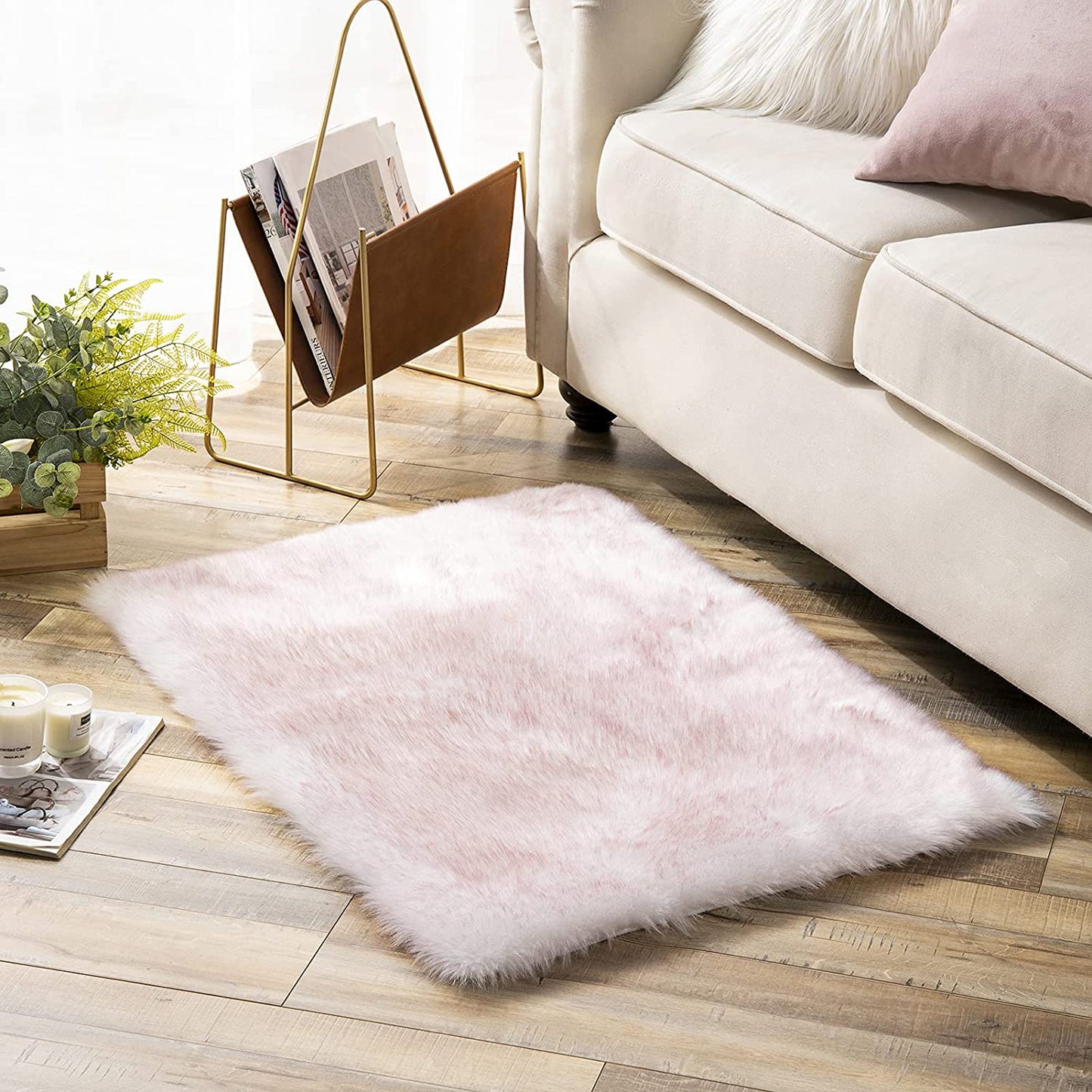 Ultra Soft Faux Rabbit Fur Rug, 2 x 3 Feet