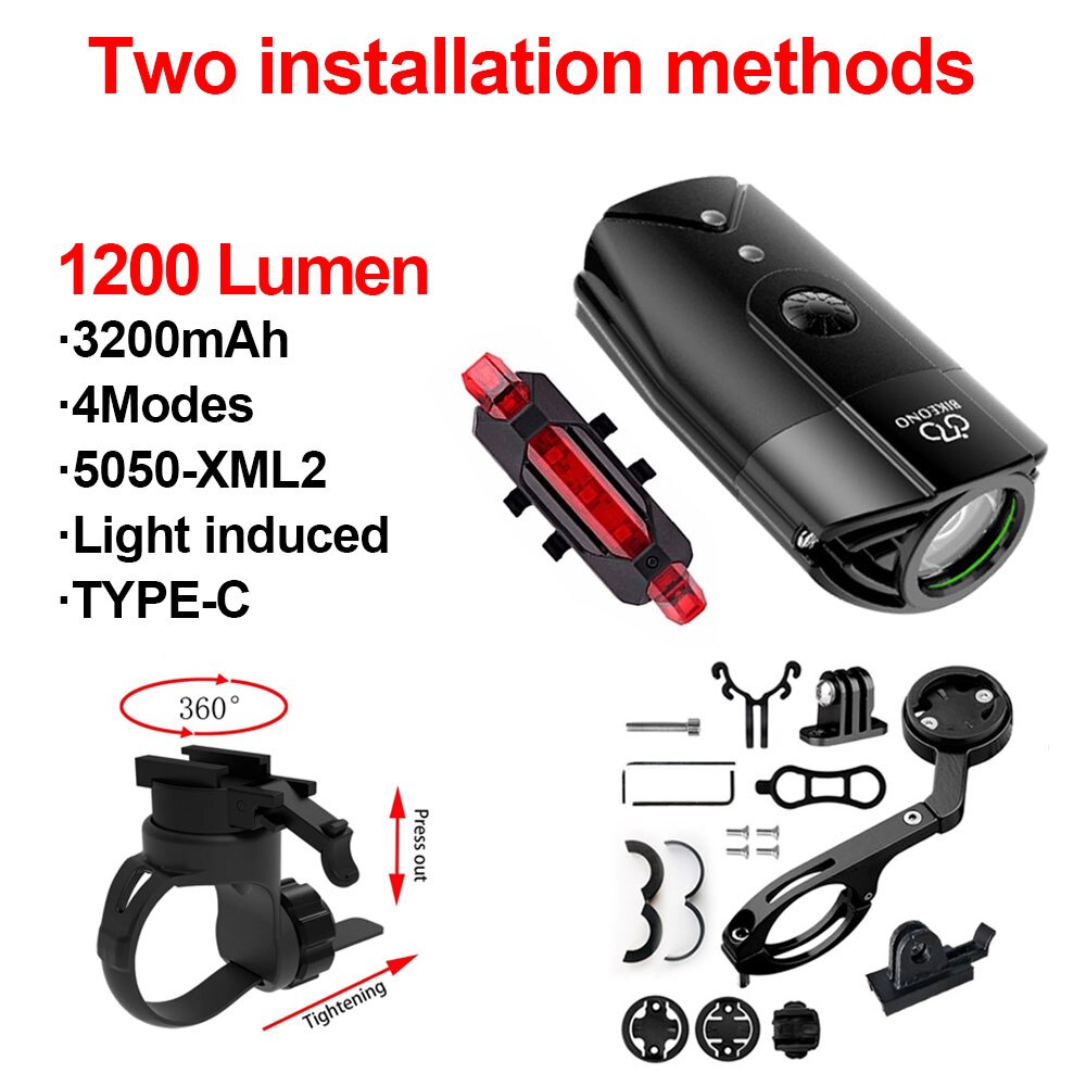 BIKEONO Bicycle Light Bike Accessories Headlight LED Taillight USB Rechargeable Flashlight MTB Cycling Lantern for Bicycle Lamp