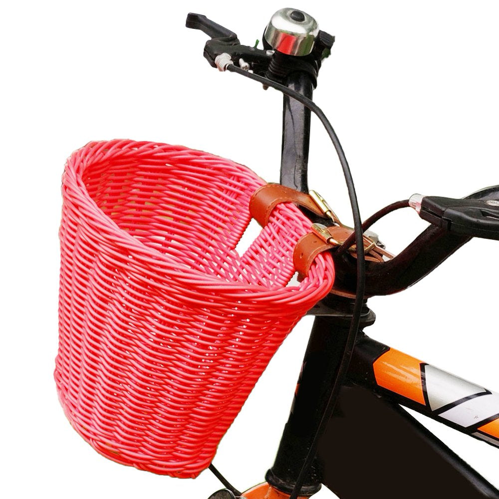 Solid Color Rattan Bicycle Baskets, Firm Artificial Woven Bicycle Bag, Balance Car Scooter Basket Cycling Accessories