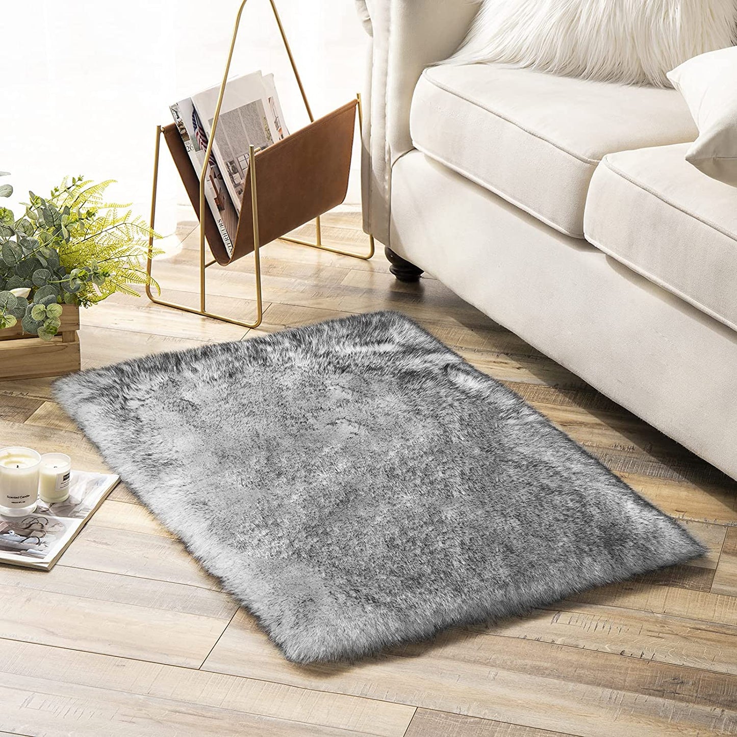 Ultra Soft Faux Rabbit Fur Rug, 2 x 3 Feet