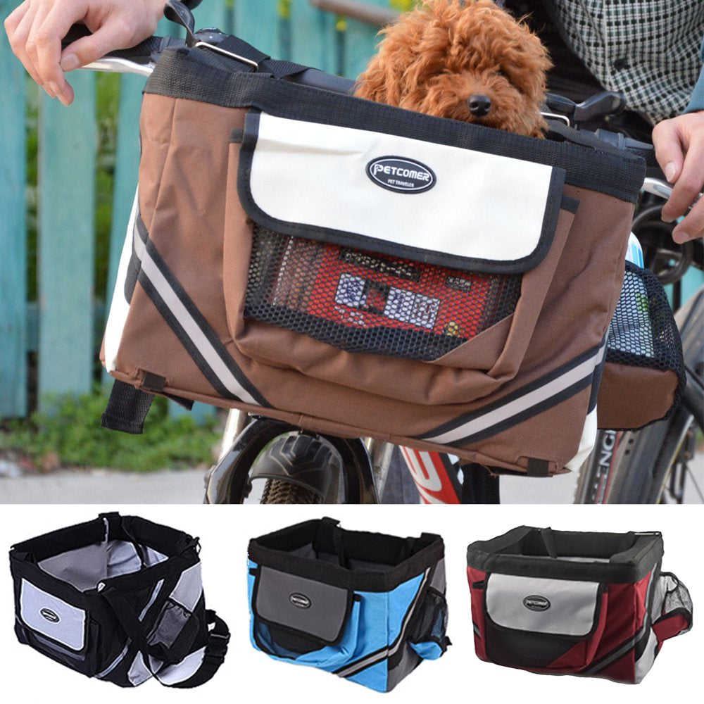Cheers.Us Foldable Waterproof Bike Basket,Dog Bike Basket with Pocket | Detachable Bicycle Front Dog Carrier with Handle Bike Accessories for Women Pet Grocery Shopping Picnic