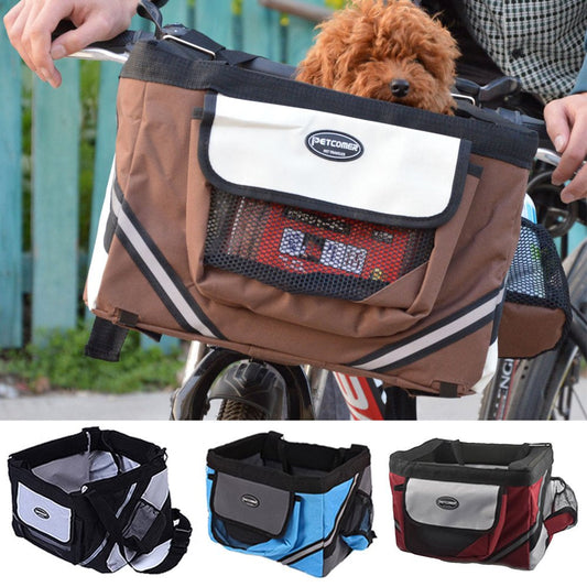 Cheers.Us Foldable Waterproof Bike Basket,Dog Bike Basket with Pocket | Detachable Bicycle Front Dog Carrier with Handle Bike Accessories for Women Pet Grocery Shopping Picnic