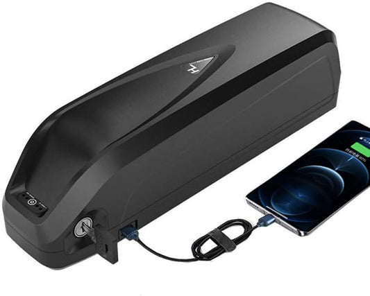 Electric Bike Battery 48V 15Ah Lithium-Ion Battery Pack Built-in BMS for 250W 350W 500W 750W Motors with USB Port Charger and Power Switch