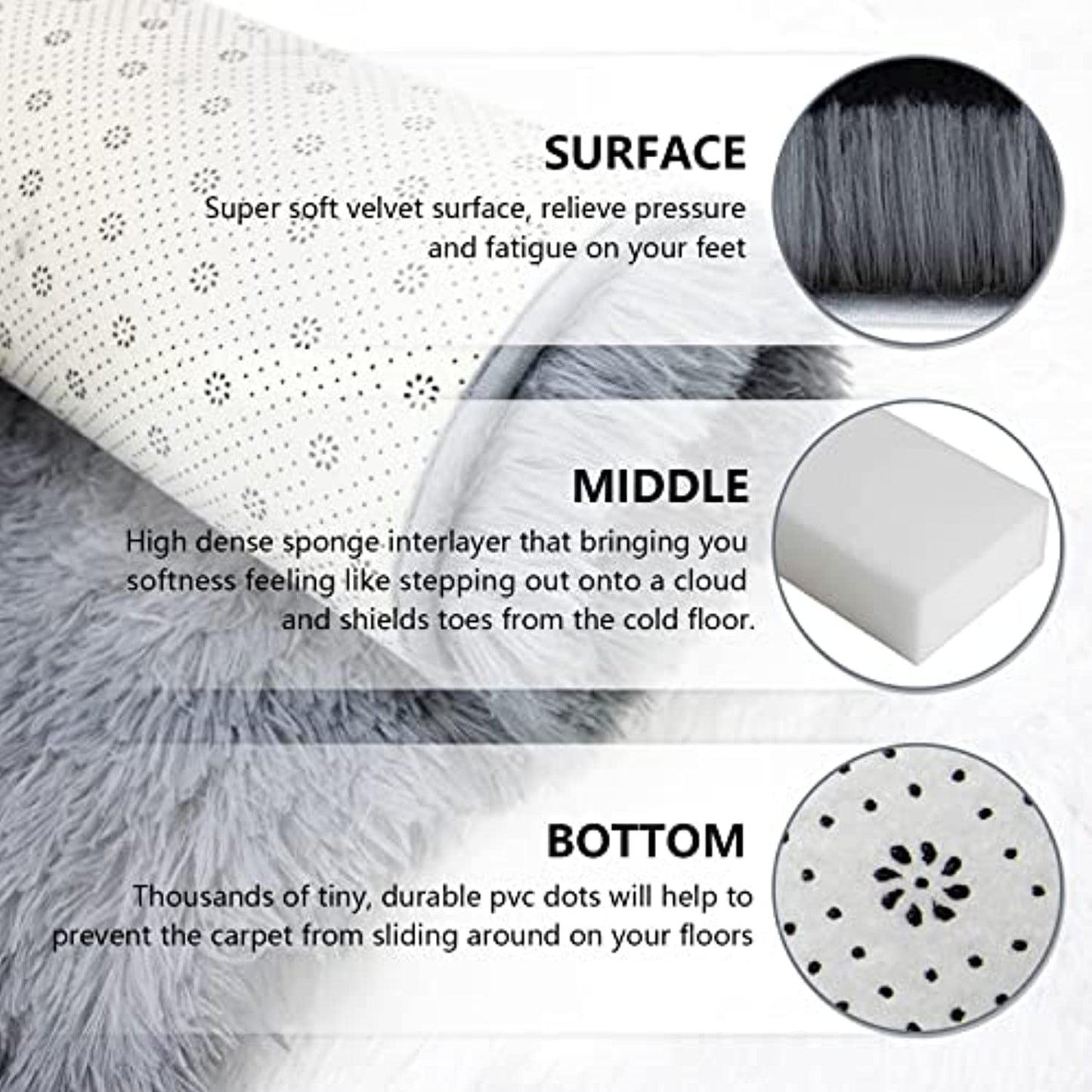 Modern Area Rugs Soft Decor Floor Fluffy Shag Collection