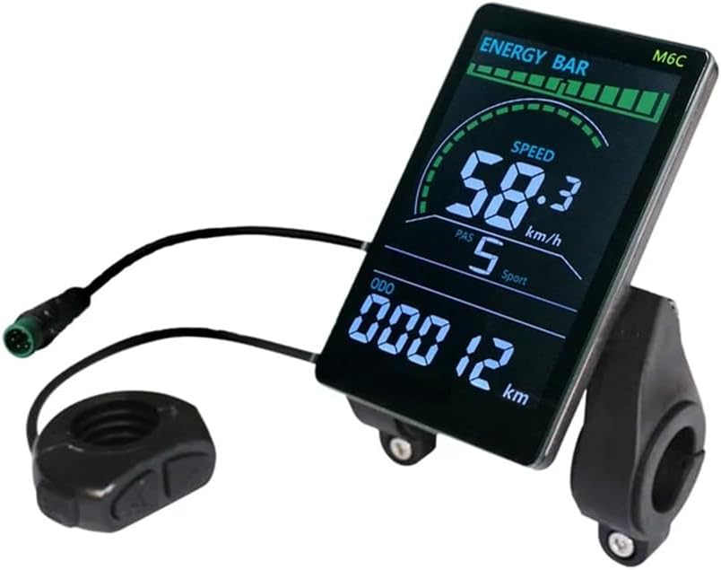 Electric Bike LCD Display,5Pin M6C 24V/36V/48V/60V Waterproof Bicycle LCD Display Meter LCD Display Control Panel for Electric Bicycle