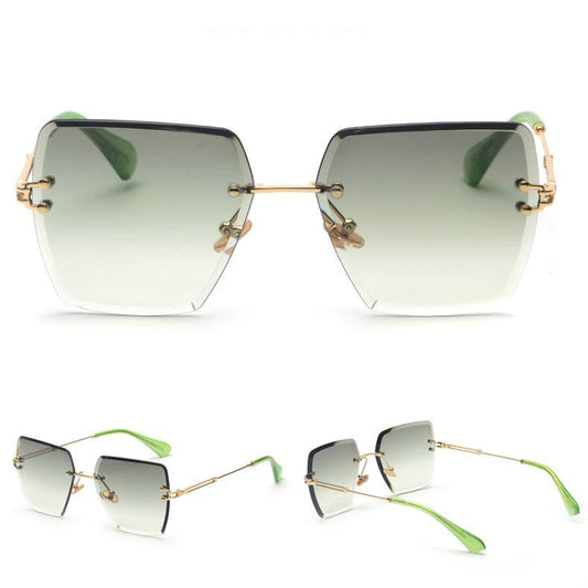 Square rimless cut edge sunglasses - Blue Force Sports