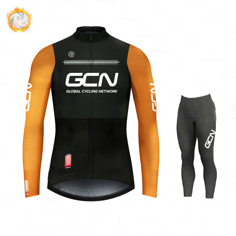 GCN Fleece Long Sleeve Cycling Jersey Cycling Jersey Running Winter New Series - Blue Force Sports