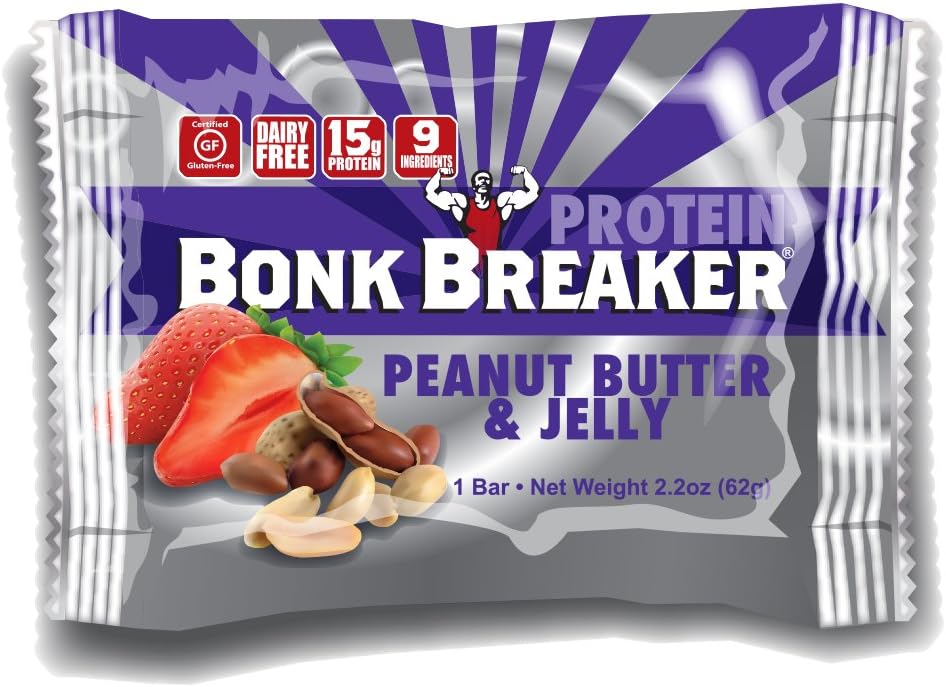 Bonk Breaker High Protein Bar, Peanut Butter and Jelly, 2.2 Ounce 12 Count