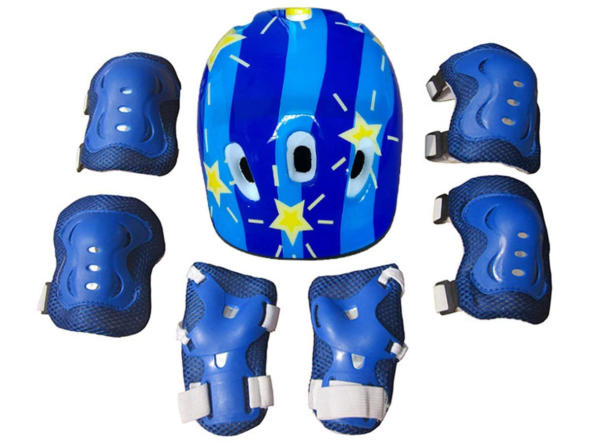 SAYOO 7PCS Toddler Girls Boys Protect Helmet Knee Elbow Wrist Pad Sets for Cycling Skate Bike