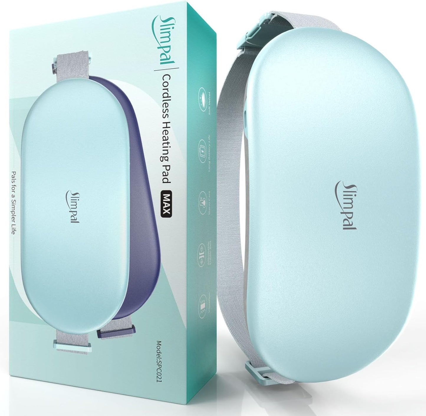 Slimpal Heating Pad for Period Cramps&Back Pain,FSA HSA Eligible Approved, Plus-Sized Electric Heating Pad Portable Menstrual Heat Belt Pain Relief 3 Timer Auto Off Setting Gift for Girls Women, Blue