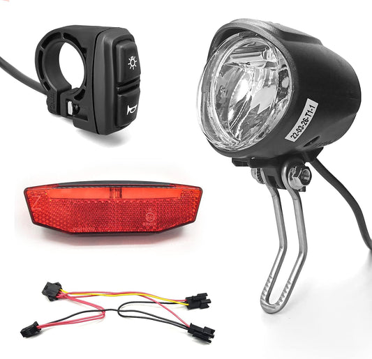 Ebike Light Collection with QD139 Frontlight DC50 Taillight DK226 Switch Cable Use for Warning Light Turn Signal and Horn