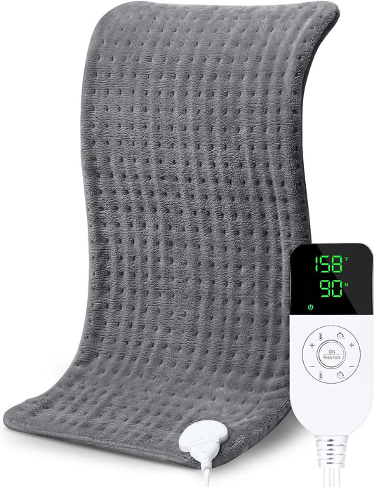 NOWWISH Heating Pad for Back Pain Cramps Relief, Moist Heat Electric Heating Pads with Auto Shut Off, Birthday Gifts for Women Men (Grey, 12"x24")